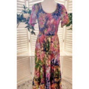 DRAPER & DAMONS SMOCKED MULTI COLOR SHORT SLEEVE COTTON SUMMER DRESS SIZE MED